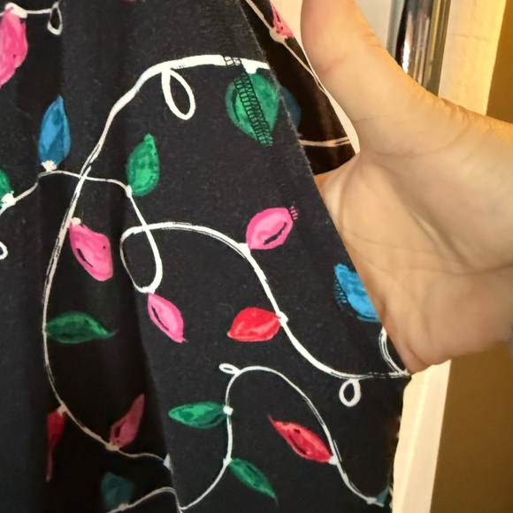 Cacique Women's Pajama Set - Gray and Black with Festive Lights - Picture 4 of 6